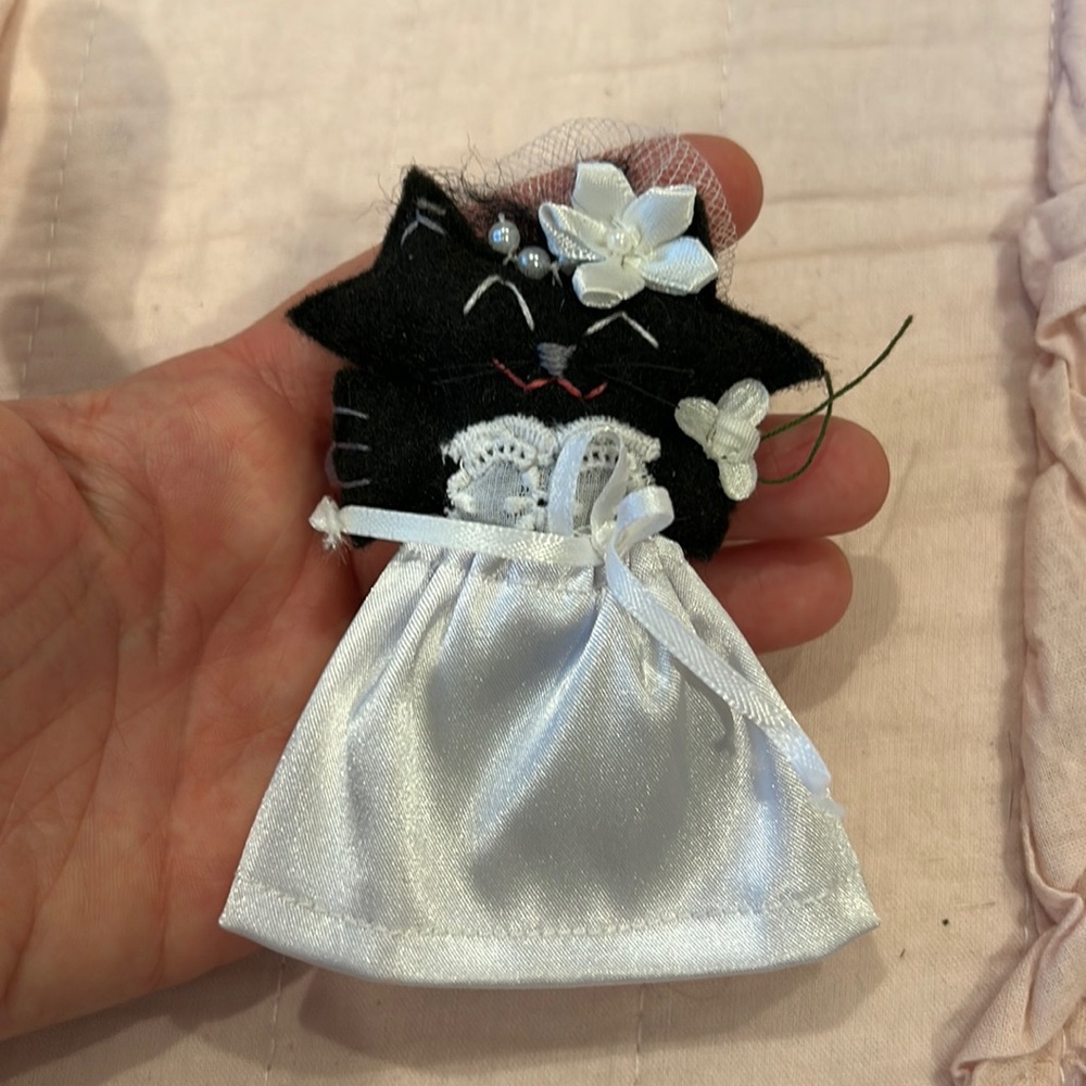Black Cat in Wedding Dress Pin
